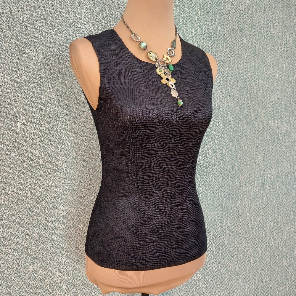Vintage NICOLA Black Textured Tank Top, Sz S